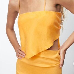Zara Light Orange Handkerchief  Asymmetrical Tie-Back Top Cropped Tank Top XS